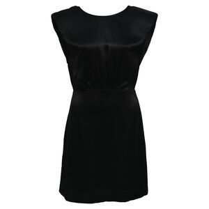 Ba&Sh Mini Scoop Neck Backless Dress in Black Satin